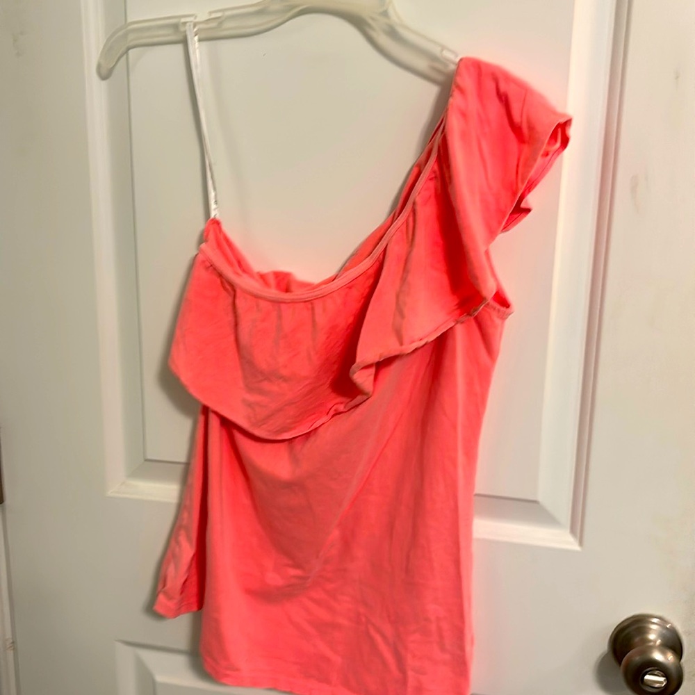 Neon pink/orange one shoulder Lilly Pulitzer top